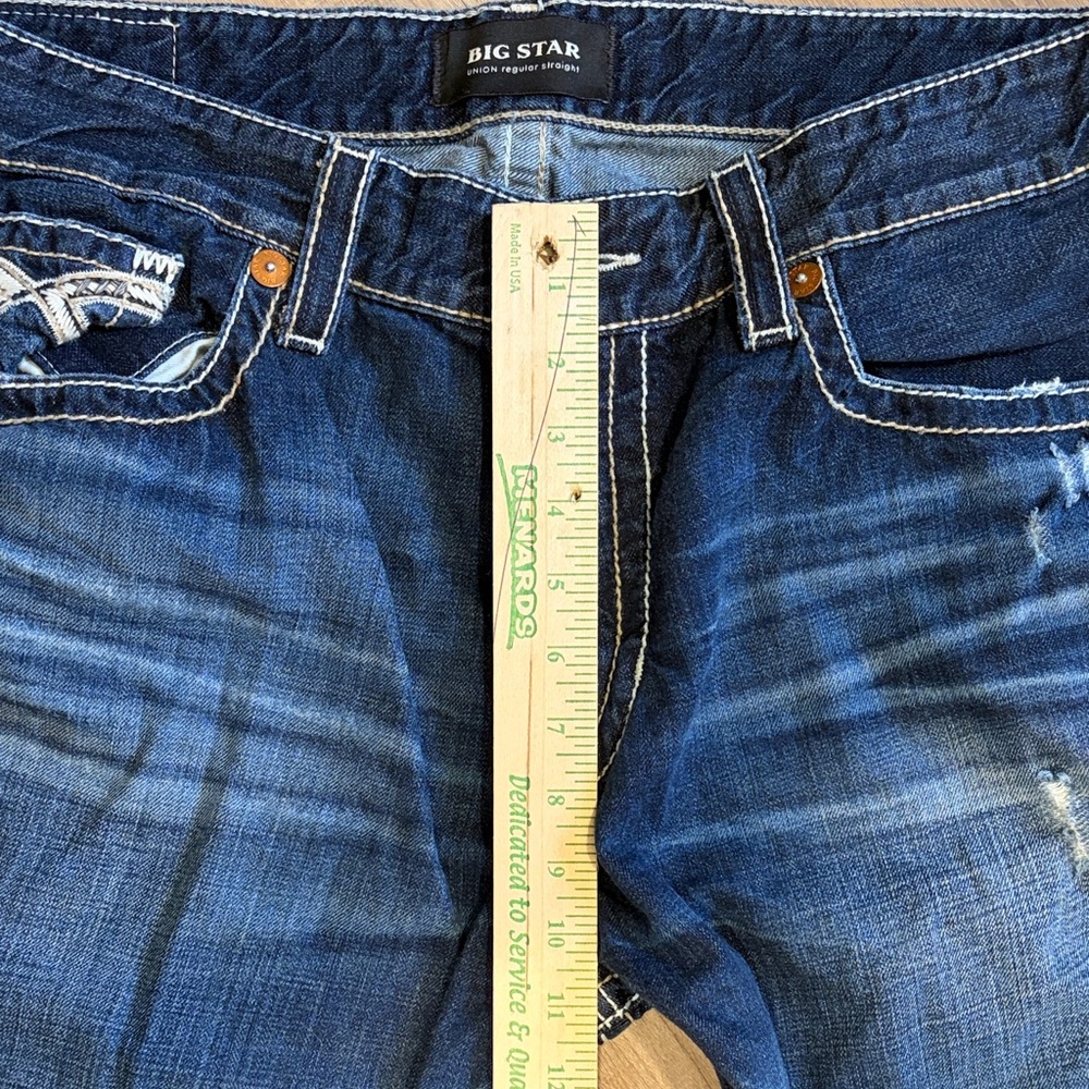 Big Star Men's Straight Distressed Jeans in Deep Blue Size 38 - Picture 8 of 8